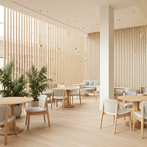 Bright modern boutique café interior at BZENTER